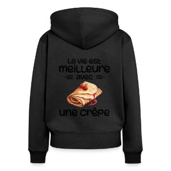 Crêpes Bretagne humour crepe - Women's Premium Organic Zip Hoodie - black - Back - Julia (174cm)