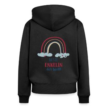 Enkelin Outfit Regenbogen Enkelinnen Enkelkinder - Frauen Premium Bio Zip Hoodie - Schwarz - Hinten - Julia (174cm)