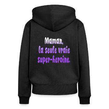 Mutter Mutter Humor Witz Geschenk 7 - Frauen Premium Bio Zip Hoodie - Schwarz - Hinten - Julia (174cm)