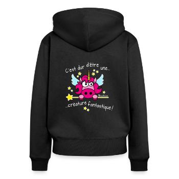 Licorne- C'est dur d'être une créature fantastique - Sweat à capuche zippé Premium bio Femme - noir - Dos - Julia (174cm)