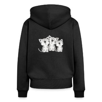 Cats cat chorus singing cats gift meow - Women's Premium Organic Zip Hoodie - black - Back - Julia (174cm)