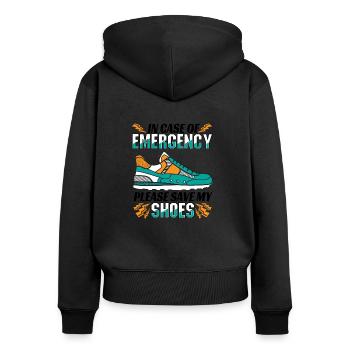 Drôle j’aime courir citation Enregistrer mes chaussures - Sweat à capuche zippé Premium bio Femme - noir - Dos - Julia (174cm)