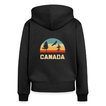 Kanada - Frauen Premium Bio Zip Hoodie - Schwarz - Hinten - Julia (174cm)