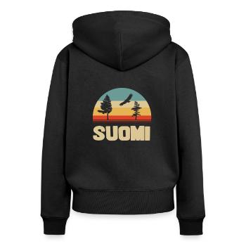 suomi - Sweat à capuche zippé Premium bio Femme - noir - Dos - Julia (174cm)