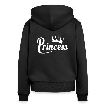 Ich bin die Prinzessin - originelle Geschenkidee - Frauen Premium Bio Zip Hoodie - Schwarz - Hinten - Julia (174cm)