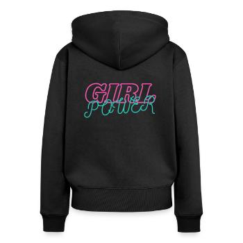 GIRL POWER - Sweat à capuche zippé Premium bio Femme - noir - Dos - Julia (174cm)