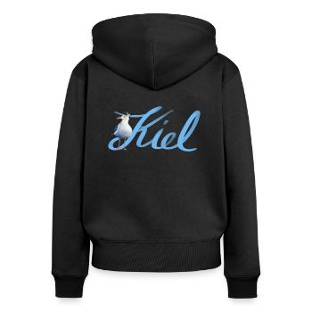 kiel möwe - Frauen Premium Bio Zip Hoodie - Schwarz - Hinten - Julia (174cm)