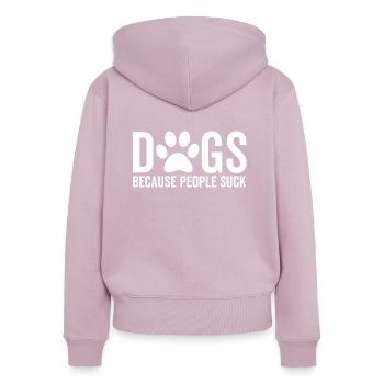 Hunde, weil Menschen sind - Frauen Premium Bio Zip Hoodie - Altrosa - Hinten - Julia (174cm)