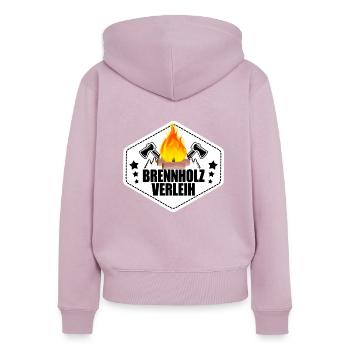 Brennholz Verleih - Frauen Premium Bio Zip Hoodie - Altrosa - Hinten - Julia (174cm)