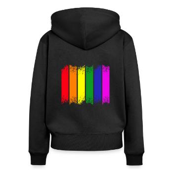 Rainbow Stripes Pride - Women's Premium Organic Zip Hoodie - black - Back - Julia (174cm)