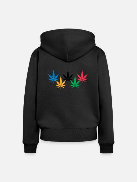 Hanfblatt - Frauen Premium Bio Zip Hoodie - Schwarz