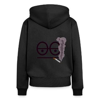 Smoking logo - Frauen Premium Bio Zip Hoodie - Schwarz - Hinten - Julia (174cm)