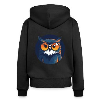 Eule Sonnenbrille Kauzig Uhu - Frauen Premium Bio Zip Hoodie - Schwarz - Hinten - Julia (174cm)
