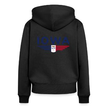 T-shirt de fan de l’Iowa – Votre État ! - Sweat à capuche zippé Premium bio Femme - noir - Dos - Julia (174cm)