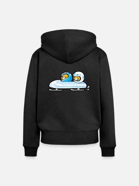 Smiley Bobsleigh - Frauen Premium Bio Zip Hoodie - Schwarz