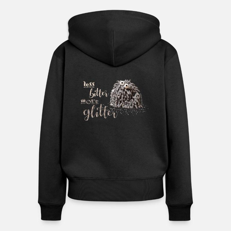 Glitzermop - Sweat à capuche zippé Premium bio Femme - noir