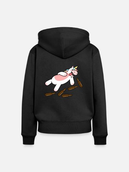 Betrunkenes Einhorn - Frauen Premium Bio Zip Hoodie - Schwarz