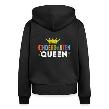 Jardin d’enfants Queen - Sweat à capuche zippé Premium bio Femme - noir - Dos - Julia (174cm)