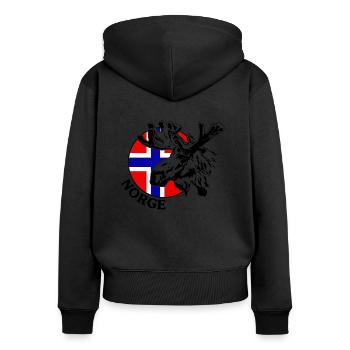 NORGE Elch Norwegen Tier Wildnis Wilsigns - Frauen Premium Bio Zip Hoodie - Schwarz - Hinten - Julia (174cm)