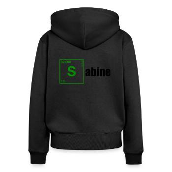 Sabine Geschenk black - Frauen Premium Bio Zip Hoodie - Schwarz - Hinten - Julia (174cm)