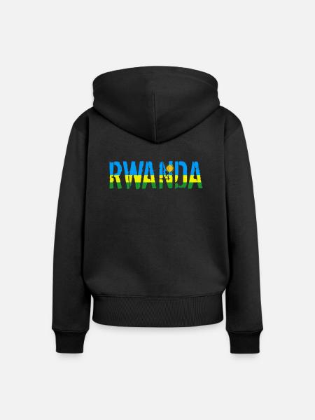 Rwanda - Frauen Premium Bio Zip Hoodie - Schwarz