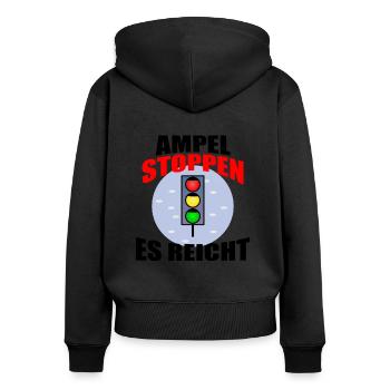 Ampel Regierung Scholz Baerbock Habeck Grüne SPD - Frauen Premium Bio Zip Hoodie - Schwarz - Hinten - Julia (174cm)