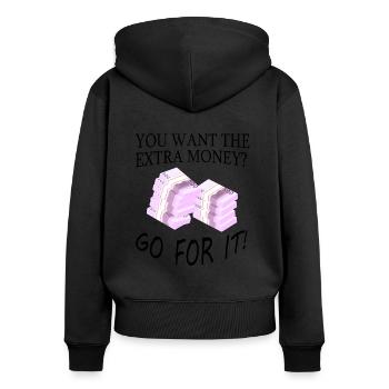 Argent Motivation Profit Profit Performance Rendement - Sweat à capuche zippé Premium bio Femme - noir - Dos - Julia (174cm)