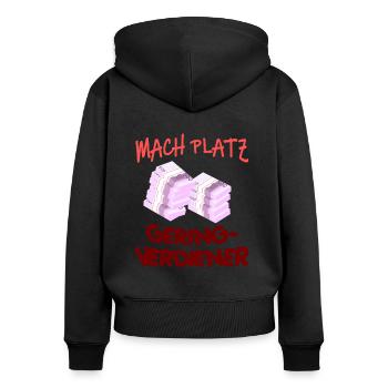 Geld Motivation Profit Gewinn Performance Rendite - Frauen Premium Bio Zip Hoodie - Schwarz - Hinten - Julia (174cm)