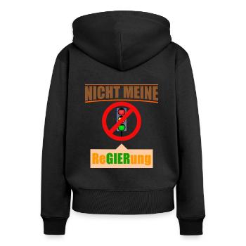 Ampel Regierung Scholz Baerbock Habeck Grüne SPD - Frauen Premium Bio Zip Hoodie - Schwarz - Hinten - Julia (174cm)