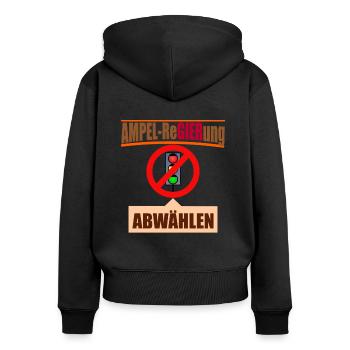 Ampel Regierung Scholz Baerbock Habeck Grüne SPD - Frauen Premium Bio Zip Hoodie - Schwarz - Hinten - Julia (174cm)