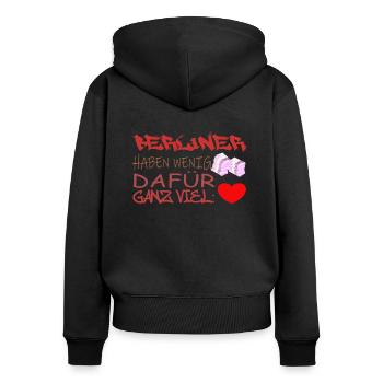 Berlin Souvenir Touristen Hauptstadt Metropole BLN - Frauen Premium Bio Zip Hoodie - Schwarz - Hinten - Julia (174cm)