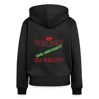 Berlin Souvenir Touristen Hauptstadt Metropole BLN - Frauen Premium Bio Zip Hoodie - Schwarz - Hinten - Julia (174cm)