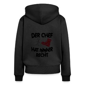 Chef Vorgesetzter Büro Manager Teamleiter Firma - Frauen Premium Bio Zip Hoodie - Schwarz - Hinten - Julia (174cm)