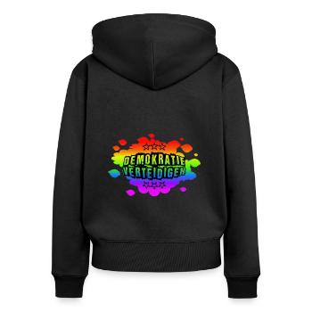 AfD stoppen gegen rechts Demokratie verteidigen - Frauen Premium Bio Zip Hoodie - Schwarz - Hinten - Julia (174cm)