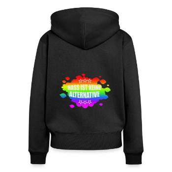 AfD stoppen gegen rechts Demokratie verteidigen - Frauen Premium Bio Zip Hoodie - Schwarz - Hinten - Julia (174cm)