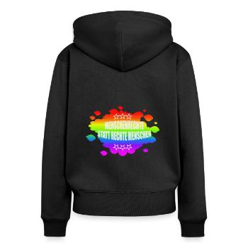 AfD stoppen gegen rechts Demokratie verteidigen - Frauen Premium Bio Zip Hoodie - Schwarz - Hinten - Julia (174cm)