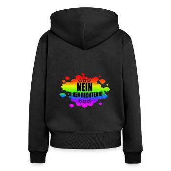 AfD stoppen gegen rechts Demokratie verteidigen - Frauen Premium Bio Zip Hoodie - Schwarz - Hinten - Julia (174cm)