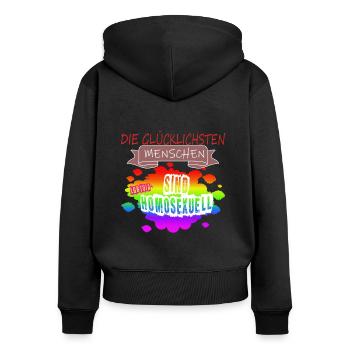 LGBTQ Trans Homosexuell Lesbisch Ehe für alle Bi - Frauen Premium Bio Zip Hoodie - Schwarz - Hinten - Julia (174cm)