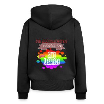 LGBTQ Trans Homosexuell Lesbisch Ehe für alle Bi - Frauen Premium Bio Zip Hoodie - Schwarz - Hinten - Julia (174cm)