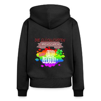 LGBTQ Trans Homosexuell Lesbisch Ehe für alle Bi - Frauen Premium Bio Zip Hoodie - Schwarz - Hinten - Julia (174cm)