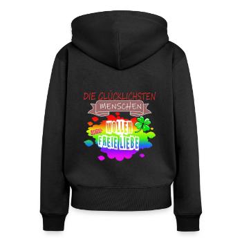 LGBTQ Trans Homosexuell Lesbisch Ehe für alle Bi - Frauen Premium Bio Zip Hoodie - Schwarz - Hinten - Julia (174cm)
