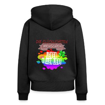 LGBTQ Trans Homosexuell Lesbisch Ehe für alle Bi - Frauen Premium Bio Zip Hoodie - Schwarz - Hinten - Julia (174cm)