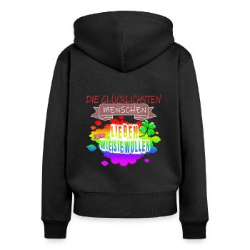 LGBTQ Trans Homosexuell Lesbisch Ehe für alle Bi - Frauen Premium Bio Zip Hoodie - Schwarz - Hinten - Julia (174cm)