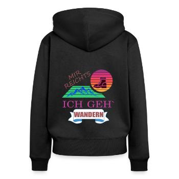 Natur Wandern Berge Gesundheit Glück Stiefel Luft - Frauen Premium Bio Zip Hoodie - Schwarz - Hinten - Julia (174cm)