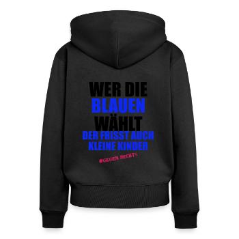 AfD stoppen gegen rechts Demokratie verteidigen - Frauen Premium Bio Zip Hoodie - Schwarz - Hinten - Julia (174cm)