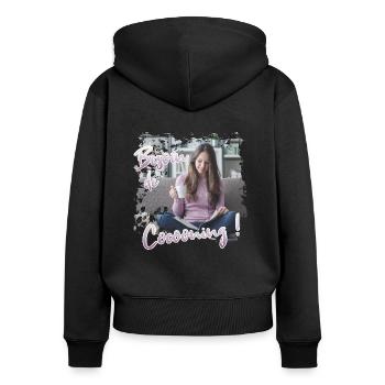 Besoin de Cocooning - Sweat à capuche zippé Premium bio Femme - noir - Dos - Julia (174cm)