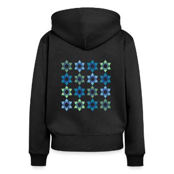 Star Scape Geometrisches Muster - Frauen Premium Bio Zip Hoodie - Schwarz - Hinten - Julia (174cm)