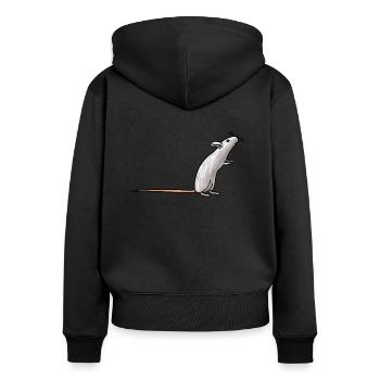 Lustige Ratte - Frauen Premium Bio Zip Hoodie - Schwarz - Hinten - Julia (174cm)