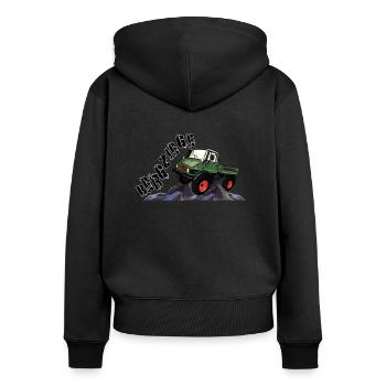 Mountain goat - Unimog - Offroad - Oldtimer - Women's Premium Organic Zip Hoodie - black - Back - Julia (174cm)