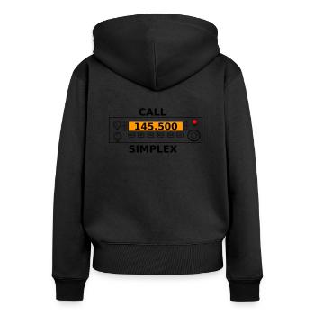 appel radio 145.500 Mhz radio amateur - Sweat à capuche zippé Premium bio Femme - noir - Dos - Julia (174cm)